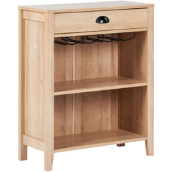 Meuble d'Appoint Traditionnel en Bois avec Tiroir et Porte-Verres Meuble de Salon en Bois Clair Walkerstone