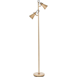 Lampe sur Pied Industrielle en Métal 2 Lumières avec Abat-Jour Ajustable Beige Moyola