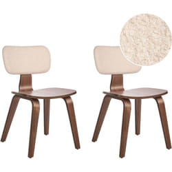Beliani - Lot de 2 Chaises de Salle à Manger en Bouclé Assise Tapissé Bois Foncé et Beige Lucinda