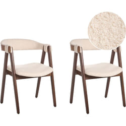 Beliani - Lot de 2 Chaises de Salle à Manger en Bouclé Assise Tapissée Bois Foncé et Beige Day