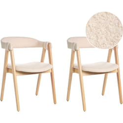 Beliani - Lot de 2 Chaises de Salle à Manger en Bouclé Assise Tapissée Bois Clair et Beige Day