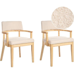 Beliani - Lot de 2 Chaises de Salle à Manger en Bouclé Assise Tapissée Bois Clair et Beige Dalbo