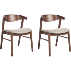 Beliani - Lot de 2 Chaises de Salle à Manger Traditionnelles Assise Tapissée Bois Foncé et Beige Lilly