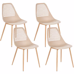 Ensemble de chaises modernes sans accoudoirs. Cet ensemble contemporain de quatre chaises de salle à manger en plastique alli ...