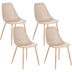 Lot de 4 Chaises de Salle à Manger Moderne Minimaliste Sans Accoudoirs Assise en Plastique Beige Hazelton