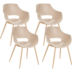 Lot de 4 Chaises de Salle à Manger Moderne Minimaliste Assise en Plastique Beige Millers