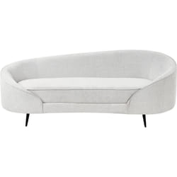 Canapé Glamour en Tissu Forme Courbée Pieds Noirs en Métal Blanc Cassé Savar