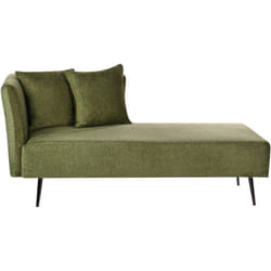 Beliani - Chaise Longue Moderne Côté Gauche en Tissu Polyester avec Coussins Pieds en Métal Vert Riom