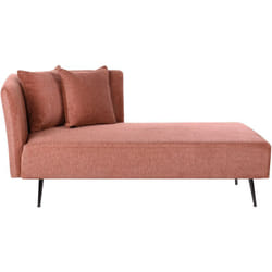 Beliani - Chaise Longue Moderne Côté Gauche en Tissu Polyester avec Coussins Pieds en Métal Rouge Riom