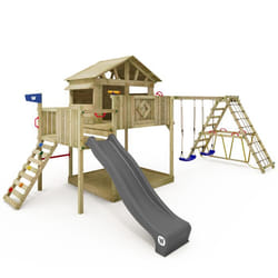 WICKEY Aire de jeux avec maisonnette et structure descalade Smart Fjord anthracite