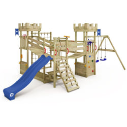 Wickey - Structure d'escalade Smart Arch Aire de jeux pour enfants avec filet à grimper et ponts à bascule, château de chevalier, bac à sable géant,