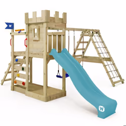 WICKEY Aire de jeux avec balançoire et structure descalade GateFlyer bleu pastel