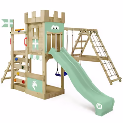 WICKEY Aire de jeux Portique bois DragonFlyer avec balançoire et toboggan