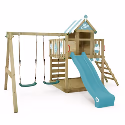 WICKEY Aire de jeux Portique bois Smart Candy avec balançoire et toboggan