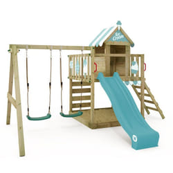 WICKEY Aire de jeux Portique bois Smart Candy avec balançoire et toboggan