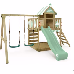 WICKEY Aire de jeux Portique bois Smart Candy avec balançoire et toboggan