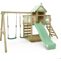 WICKEY Aire de jeux Portique bois Smart Candy avec balançoire et toboggan