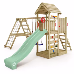 WICKEY Aire de jeux RocketFlyer avec balançoire & toboggan vert pastel
