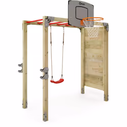 Wickey FIT Gym 455 - Aire de jeux avec échelle horizontale Volume livré Paquet de bois 10 prises d'escalade 6 échelons métall ...