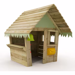 Cabane enfant Wickey's Saloon pour le jardin Volume livré Colis de bois Cloche Boîte aux lettres Bâche tout temps 650 g/m² St ...