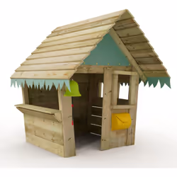 Cabane enfant Wickey's Saloon pour le jardin Volume livré Colis de bois Cloche Boîte aux lettres Bâche tout temps 650 g/m² St ...
