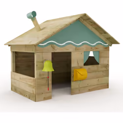 Cabane enfant Wickey's Hostel Volume livré Colis de bois Cloche Boîte aux lettres Bâche tout temps 650 g/m² Sticker autocolla ...