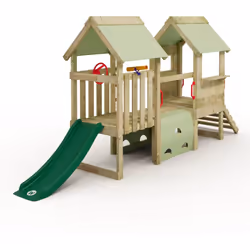 Aire de jeux Wickey pour jeunes enfants My First Playground 2 Volume livré Colis de bois Toboggan Jet 120 cm 6 Poignées Volan ...