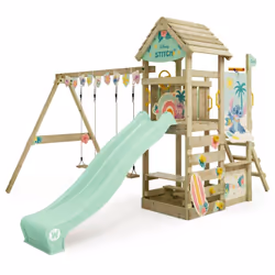 Le plus important AIR DE JEU POUR LE JARDIN : Notre Disney Adventure avec une hauteur de plate-forme de 120 cm comprend un ba ...