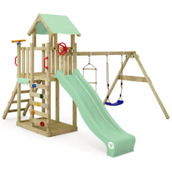 Wickey - Tour de jeux MultiFlyer Light, balançoire & toboggan, tour d'escalade pour enfants avec bac à sable, échelle & accessoires de jeu pour le