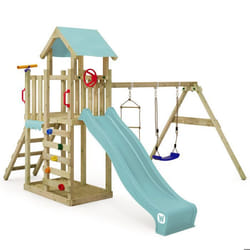 Aire de jeux Wickey Multiflyer Light avec balançoire et toboggan bleu pastel