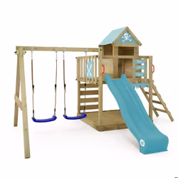 WICKEY Aire de jeux avec toboggan Wickey Smart Cave bleu pastel