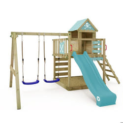 WICKEY Aire de jeux avec toboggan Wickey Smart Cave bleu pastel