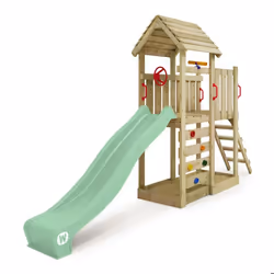 WICKEY Aire de jeux Wickey JoyFlyer avec toit en bois vert pastel