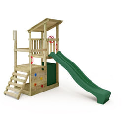 Aire de jeux en bois FruityForest Fun XXL avec toboggan vert