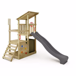 Aire de jeux en bois FruityForest Fun XXL avec toboggan anthracite