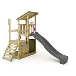 Aire de jeux en bois FruityForest Fun XXL avec toboggan anthracite