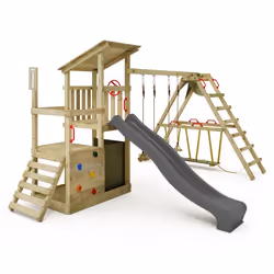 Aire de jeux en bois FruityForest Fun XXL avec SurfSwing et toboggan anthracite