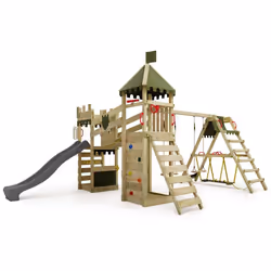 Aire de jeux RiverRun FATMOOSE avec balançoire SurfSwing et toboggan anthracite