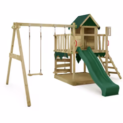 Le plus important AIRE DE JEUX POUR LE JARDIN : Le JazzyJungle Jam se distingue par son toboggan avec raccordement à l’eau, s ...