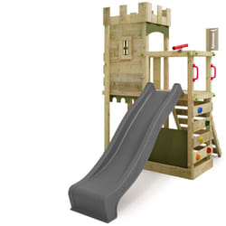 Fatmoose - Tour de jeux Château des chevaliers BoldBaron avec toboggan und Bac à sable, Bac à sable intégré – anthracite