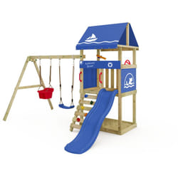 Wickey - tour de jeu DinkyHouse pour tout-petits avec toboggan et balançoire pour enfants – bleu