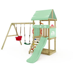 Wickey - tour de jeu DinkyHouse pour tout-petits avec toboggan et balançoire pour enfants – vert pastel