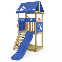 Wickey - tour de jeu DinkyHouse pour tout-petits avec toboggan et échelle d'escalade - bleu