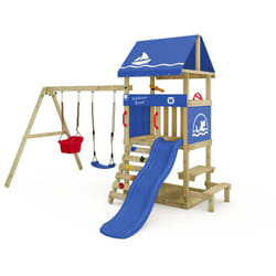 Wickey - tour de jeu DinkyHouse pour tout-petits avec toboggan et table de pique-nique - bleu
