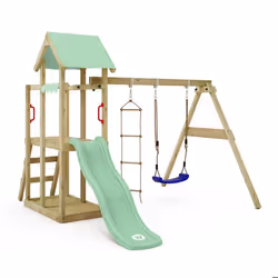 WICKEY Aire de jeux enfant avec balançoire TinyPlace vert pastel