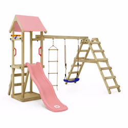 Aire de jeux avec balançoire et structure d'escalade Wickey TinyLoft Derrière de merveilleuses montages, vallées et rivières  ...