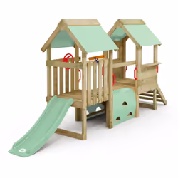 Aire de jeux Wickey pour jeunes enfants My First Playtower 1 Volume livré Colis de bois 6 Poignées Volant Télescope Bâche tou ...