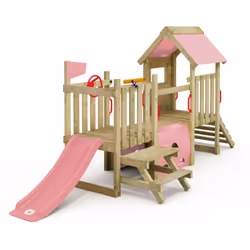 Aire de jeux Wickey pour jeunes enfants My First Playtower 1 Volume livré Colis de bois 6 Poignées Volant Télescope Bâche tou ...