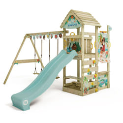 Tour de jeux Disney Adventure avec balançoire et toboggan, tour avec toit en bois, bac à sable, échelle et accessoires de jeu – Vaiana - Wickey