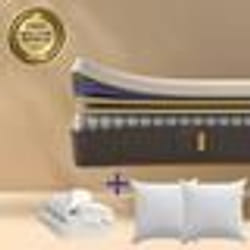 EMMA  Pack Matelas Hybride II 140x190 + 2 Oreillers Nuage Essentiel + Couette  Mémoire de Forme+Ressorts  MEILLEUR CHOIX Emma